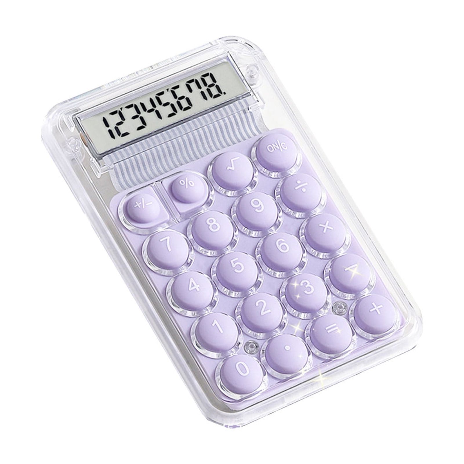 Kafsov 8-Digit Large Display Purple, White, Green, P-ink Portable Calculator with Round Buttons for Home, Office, School, Multi-Function, Quiet Operation, Non-Slip Base Purple